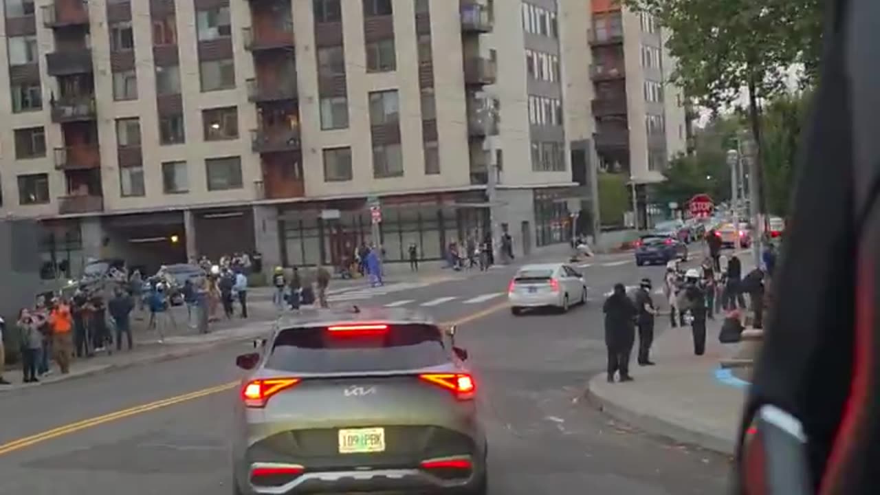 After we saved the flag from Antifa thugs in Portland, we drove with it out the window into