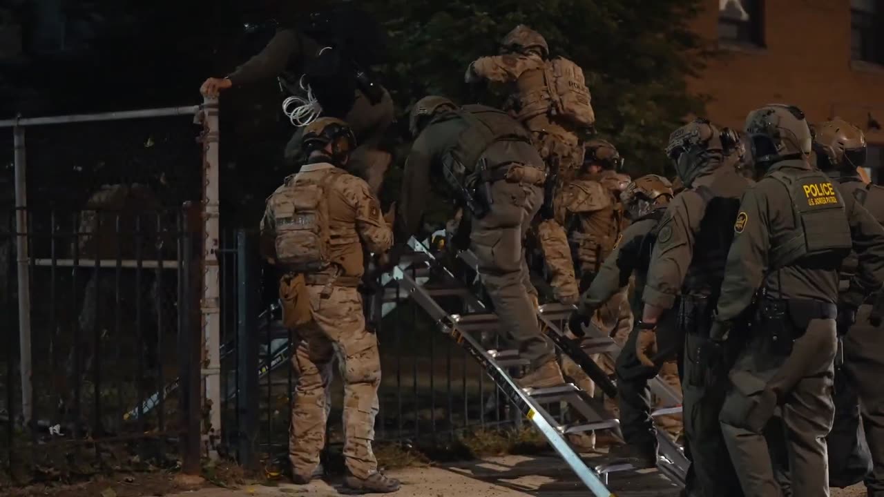 Chicago night raid ICE video with editing and lights