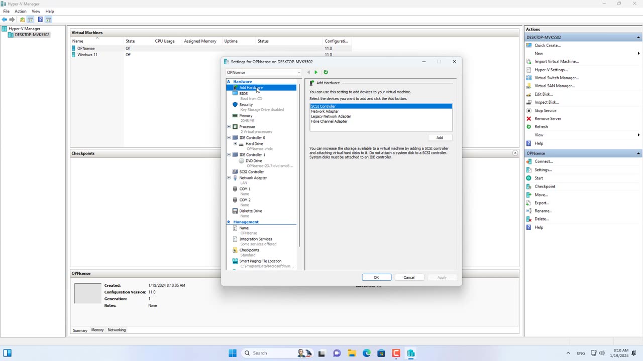 How to install and configure OPNsense Firewall on Hyper-V
