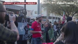 Moments before the brawl between the Antifa militant and Trump supporter on