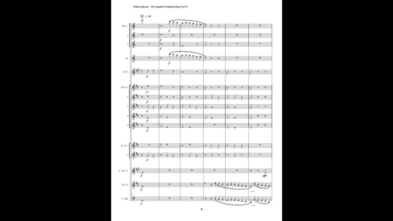Claude Debussy – The Engulfed Cathedral (Clarinet Choir + 3 Piccolos, Flute, & Contrabassoon)
