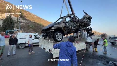 Aftermath of ‘Israeli’ strike on vehicle in south Lebanon