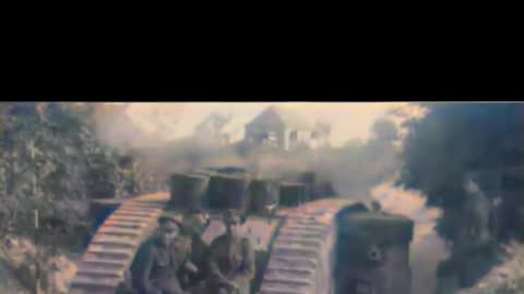 Early British Mark Vin WW1 1918 glimpse #Colourized footage 🇬🇧 🏢 🎥