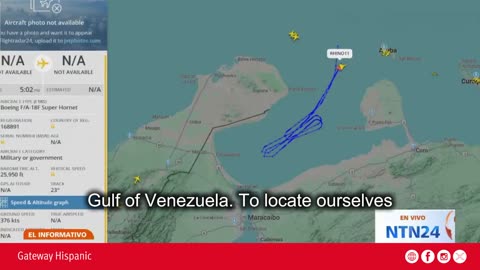 F-18 fighter jets are flying over the Gulf of Venezuela