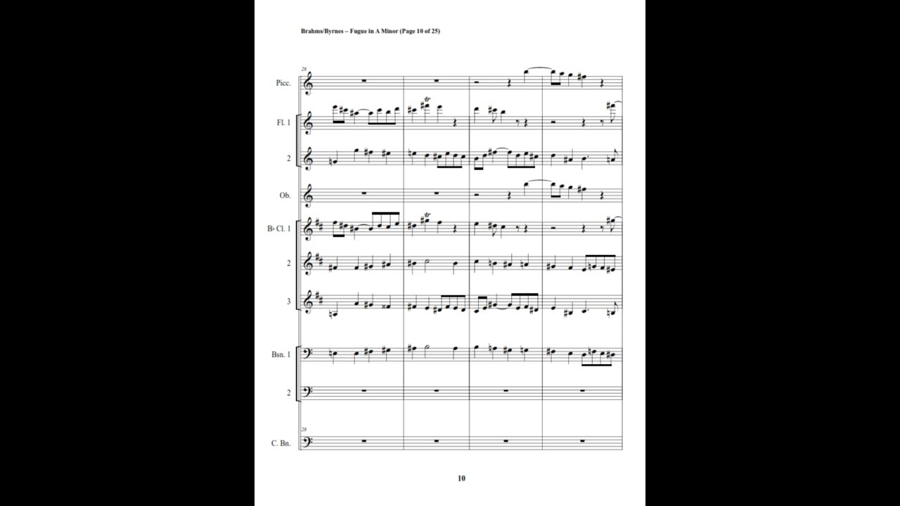 Johannes Brahms – Fugue No. 1, in A Minor (Woodwind Choir)