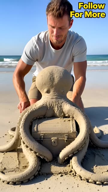Time Lapse Octopus Treasure Chest Sand Sculpture is Crazy Cool