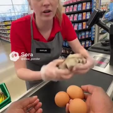Buying 3 eggs...she freaks out