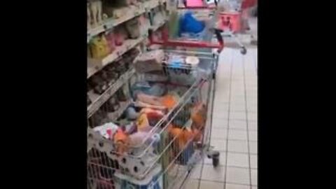 France-internet is down, business doesn't take cash, people abandon their loaded trollies