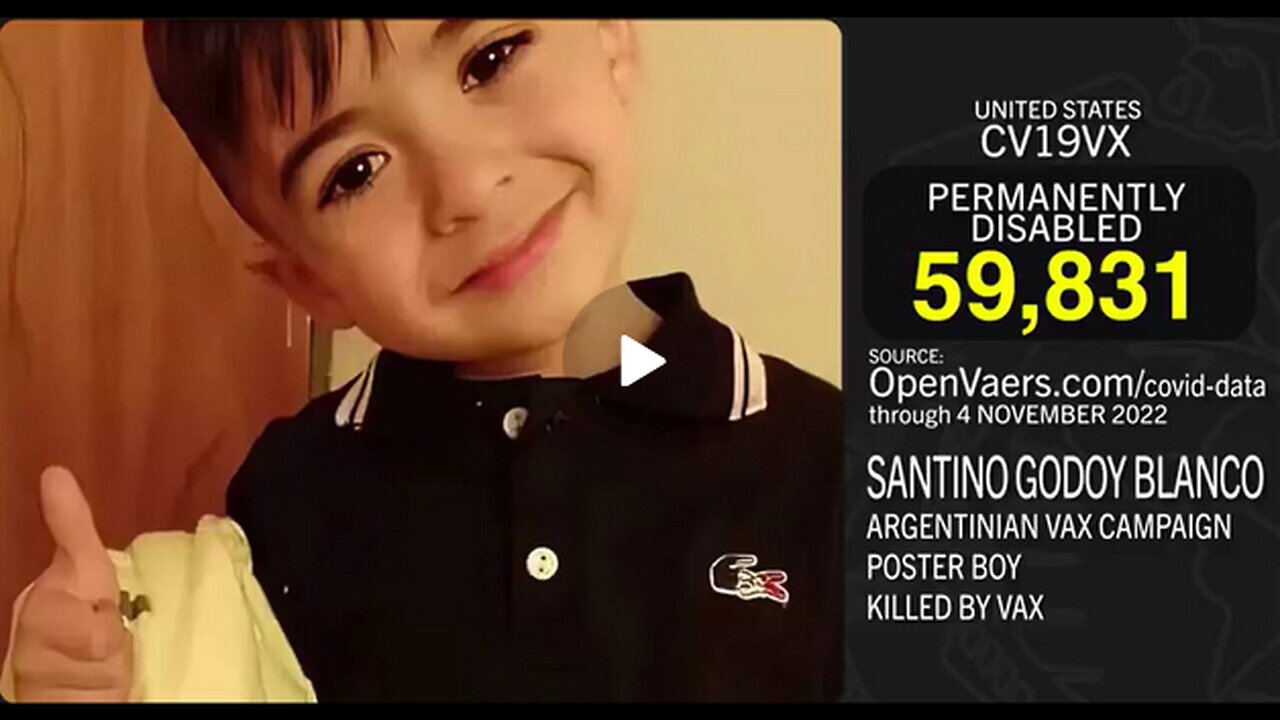 National Argentinian 4-Year old VAX POSTER BOY Santino Godoy Blanco dies from the BIOWEAPONđź’‰!