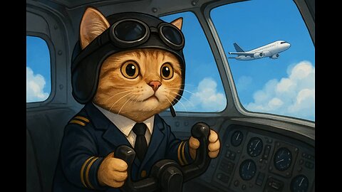 Funny cat pilot