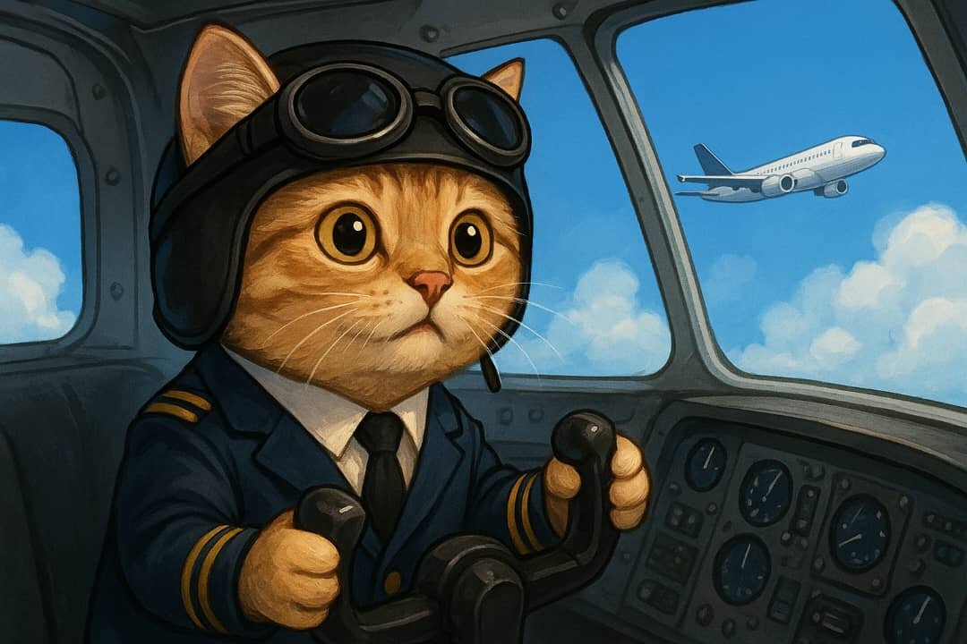 Funny cat pilot