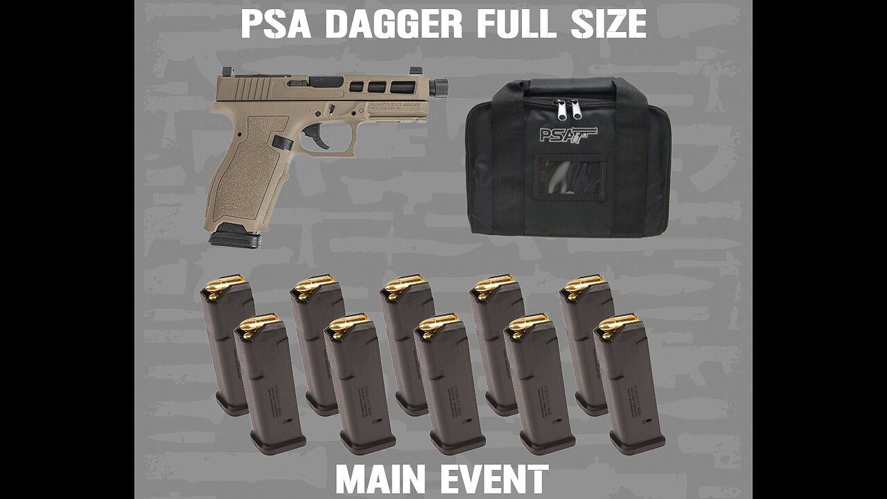 PSA Dagger Full Size – S 9mm Pistol with SW1 RMR with Threaded Barrel & 10 17rd Mags & Bag, FDE