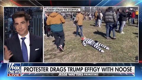 Democrats are singing and dragging around a Trump doll with a noose around its neck