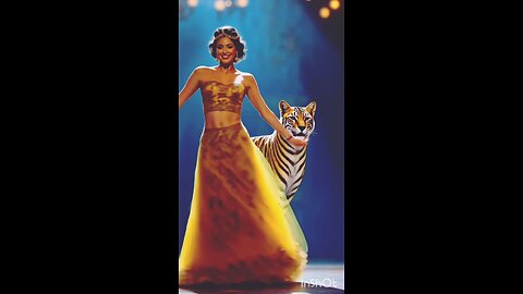 AI lady dancing with a tiger