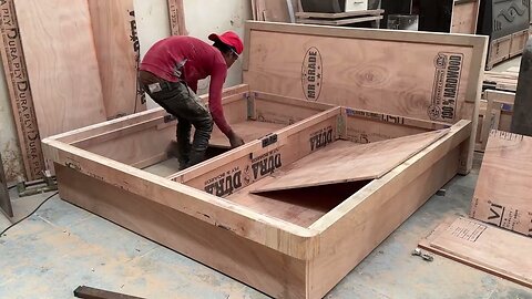 Making of plywood Bed with Full Cushion Backrest | Full step by step video |