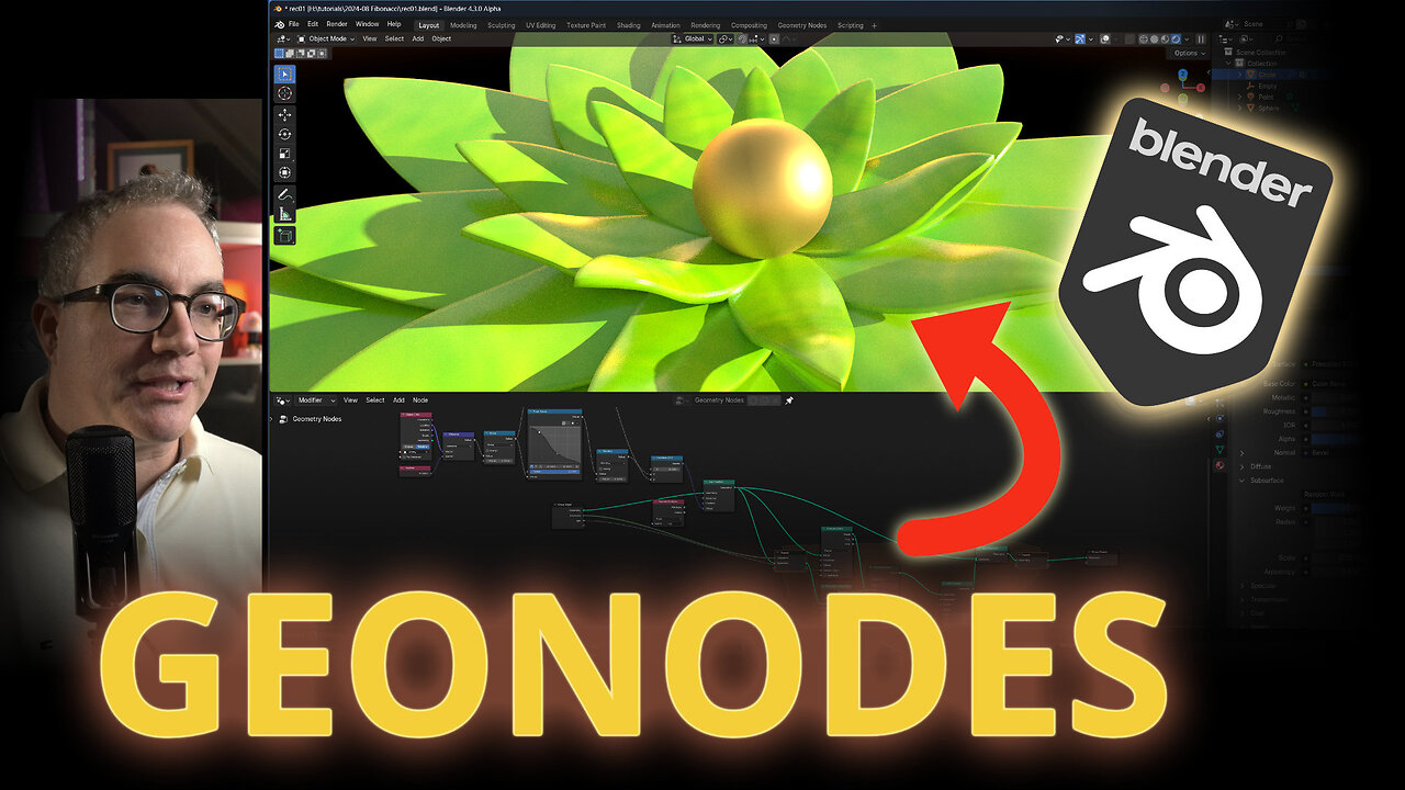 Blender Geometry Nodes Tutorial Golden Angle Water Lily Pad