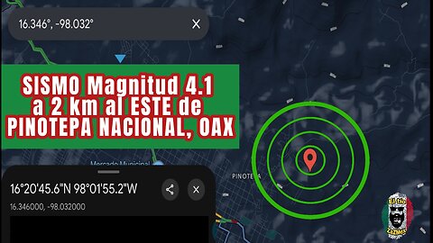 SISMO Magnitud 4.1 Loc. 2 km al ESTE de PINOTEPA NACIONAL, OAX 12/02/25 19:04:17 #noameritoalerta