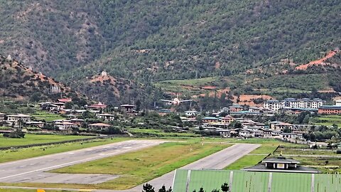 Heart-Stopping Airbus Landing at the World's Most Treacherous Airport: Paro International Airport.