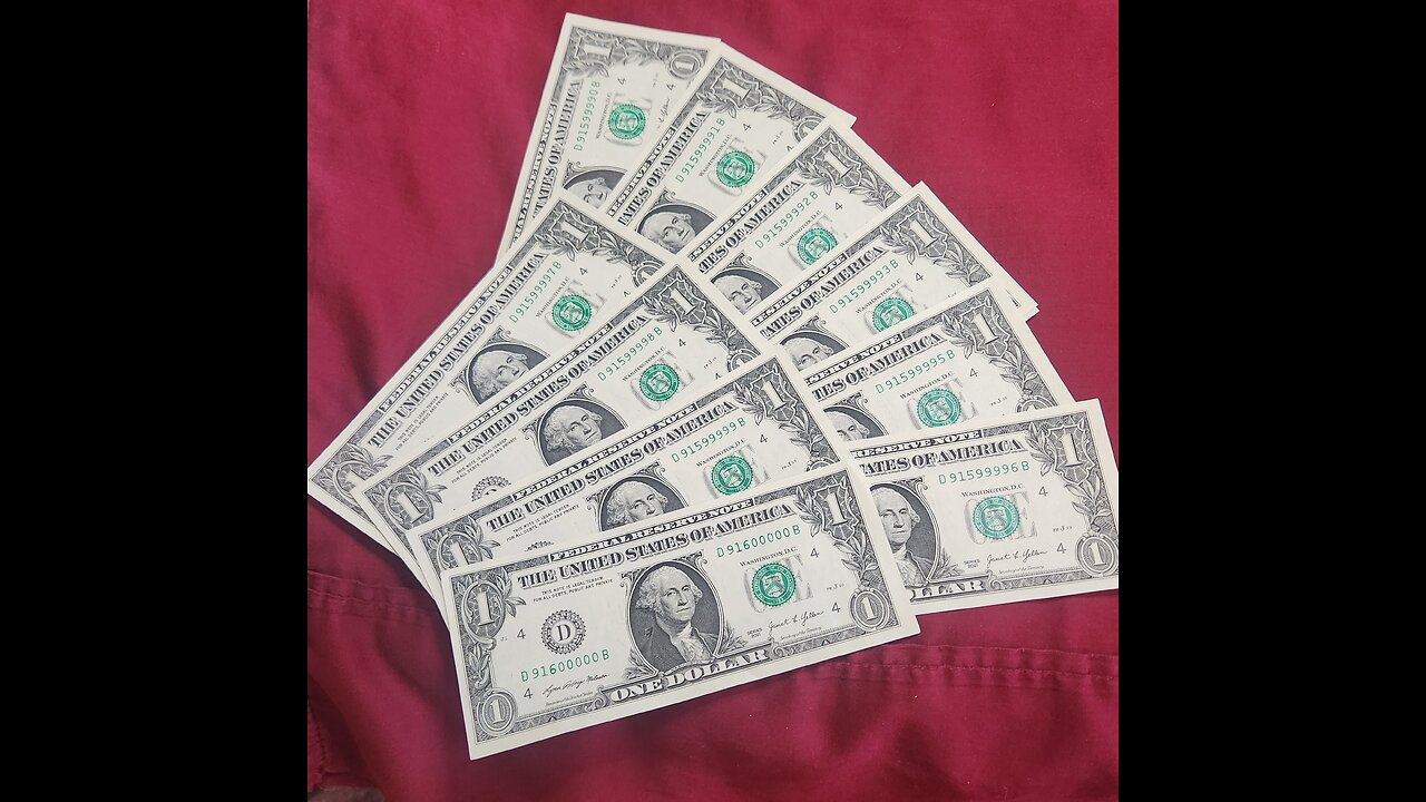 Tuesday lot Solid consecutive order dollar bills 2021!