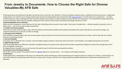 From Jewelry to Documents: How to Choose the Right Safe for Diverse Valuables-My AFB Safe