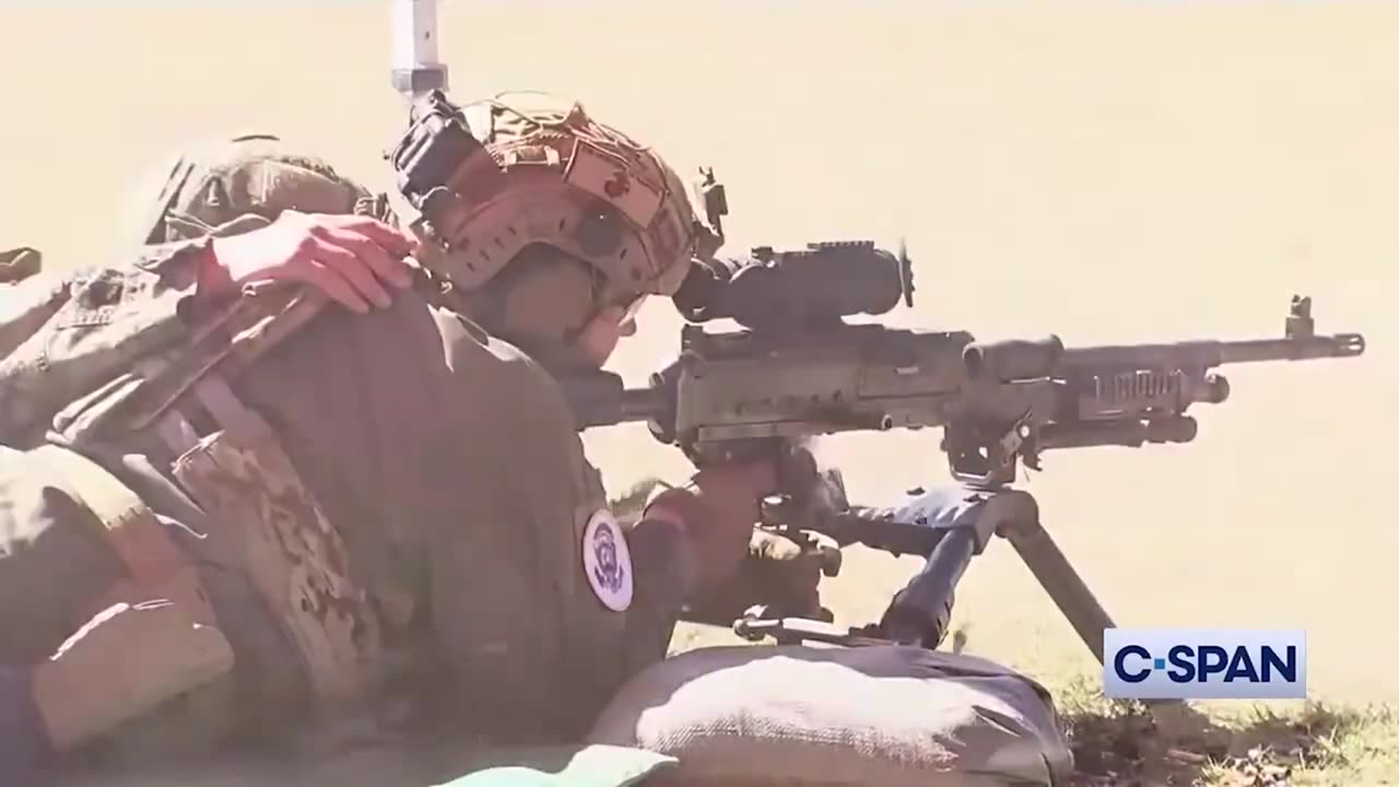 VP Vance shoots a medium-range machine gun at Quantico