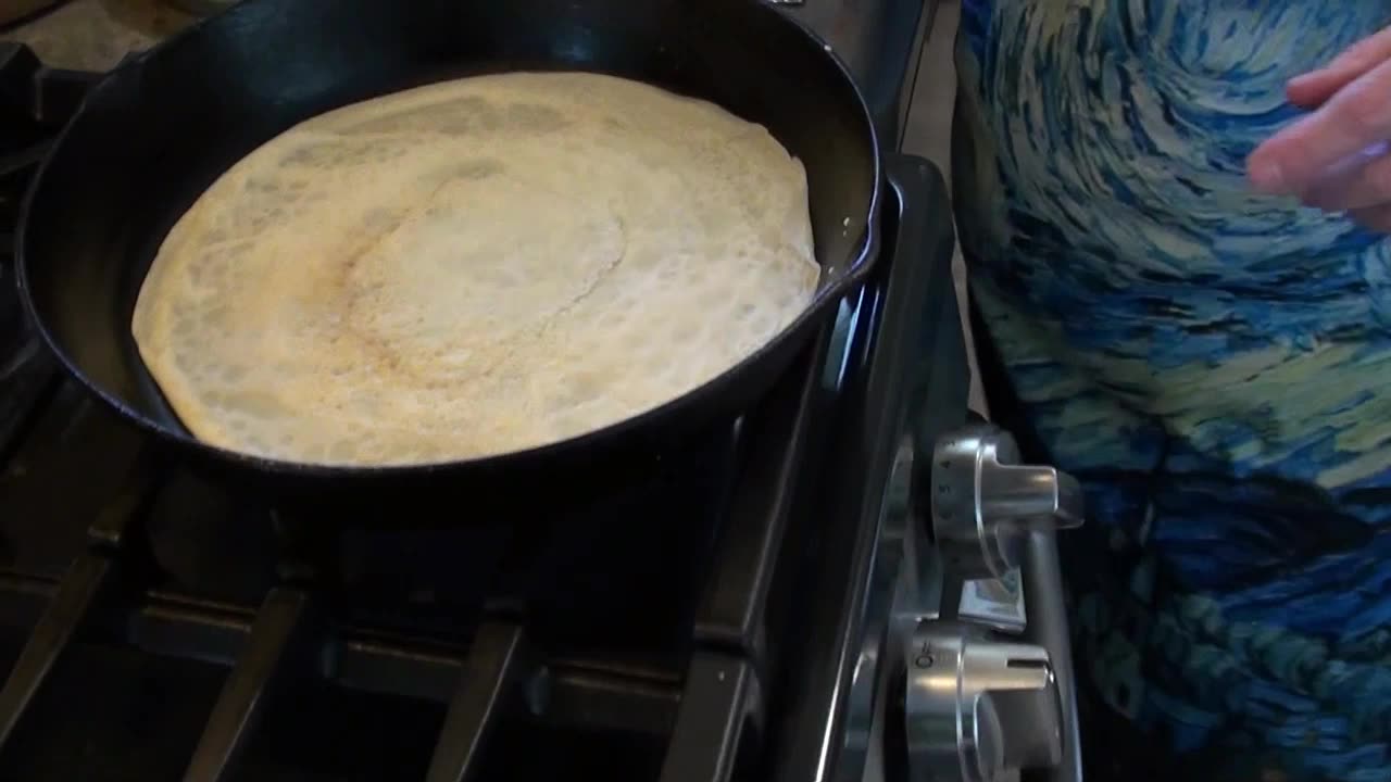 Making crepes with Sonia