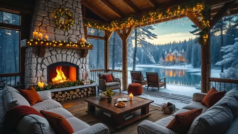 Cozy Winter, Fireplace & Lakeside Ambience for Study, Work & Relaxation