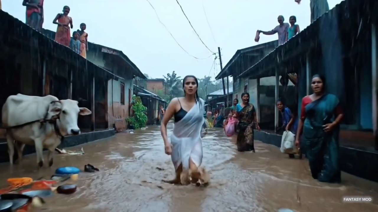 बारिश में डूबा पहाड़ी गाँव _ Flood Disaster Vlog _ गांव की सच्ची कहानी 🀨