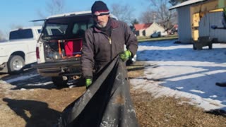 HEAVY DUTY TARPS FOLD UP LIKE A PAPER NAPKIN WITH THIS MUSCLE MAN!