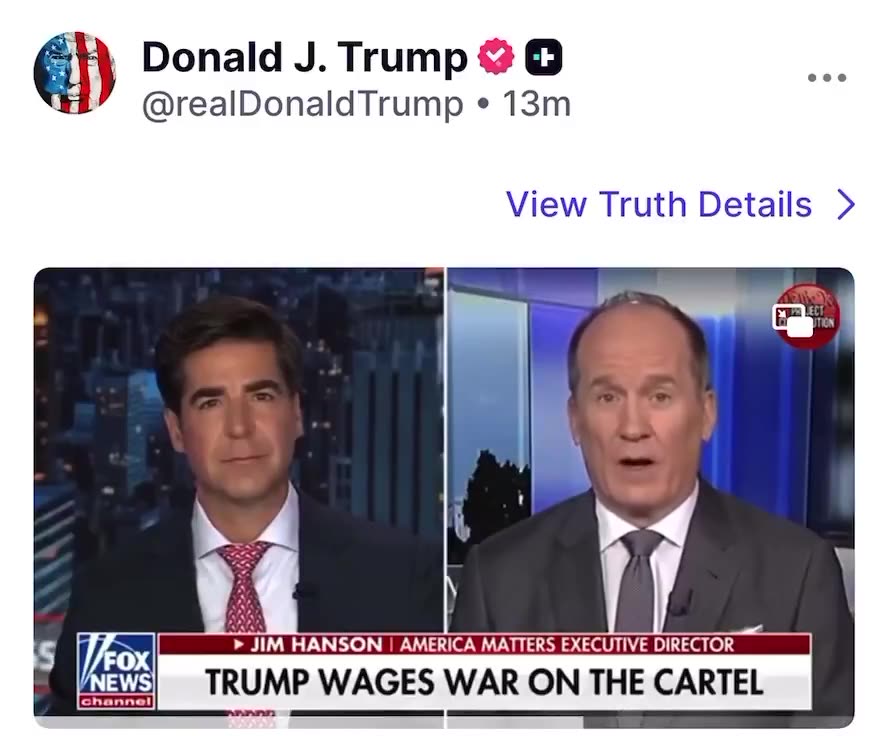 President Trump just posted this. The Drug Cartels are going out of business