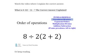 I Just Received Viral Math Equation 8/2(2+2)