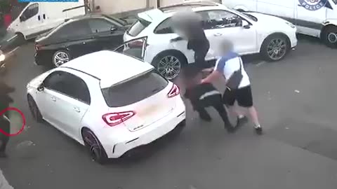CCTV shows a gunman targeting a man in a busy car park, in Englands second