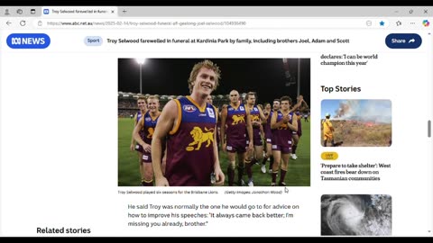 Thoughts on symbolic patterns in ABC report about tragic death of footy player Troy Selwood