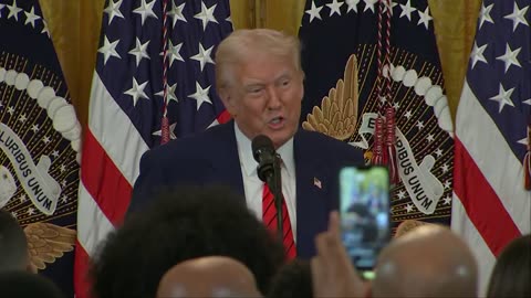 President Donald Trump speaks at Black History Month event