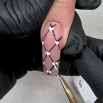Black and White Valentine Nail Art