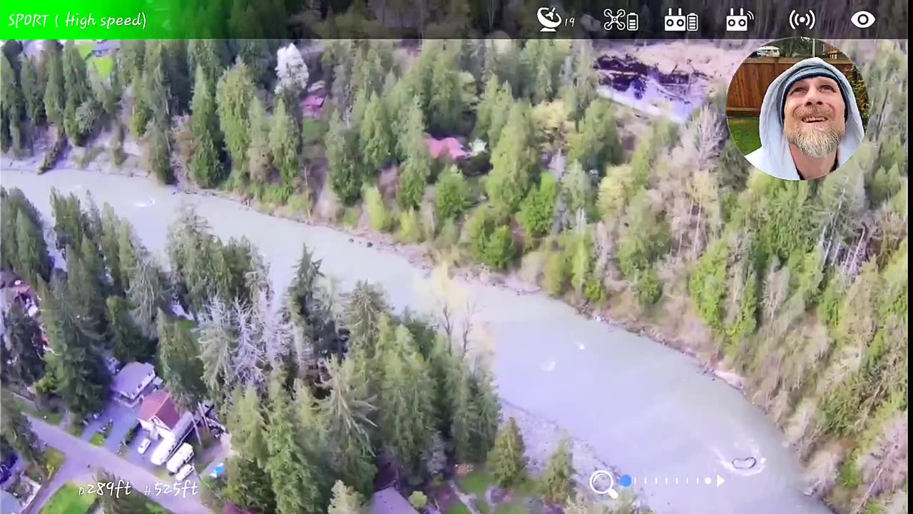 Flying the HolyStone HS720G at 1k ft. (live feed recording)
