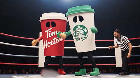 Tim Hortons vs Starbucks Mascots FIGHT