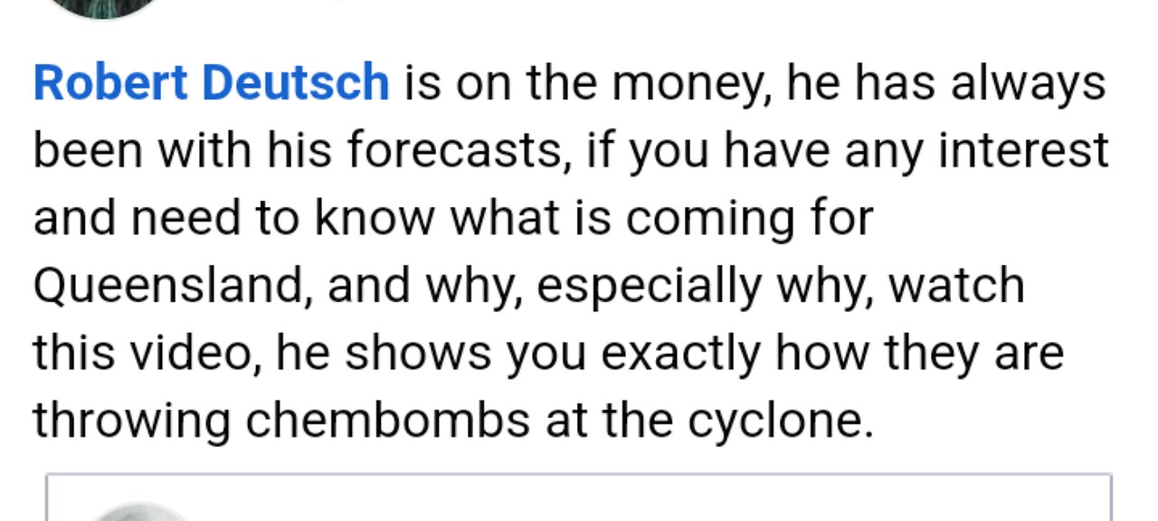 THROWING CHEMBOMBS AT THE QUEENSLAND CYCLONE