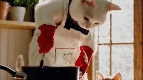 YOU WILL NOT BELIEVE THIS! White Chef Cat Cooking Piggy