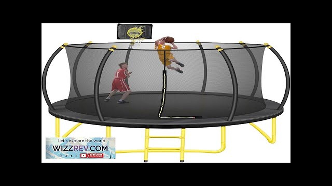 12FT Pumpkin Trampoline Trampoline Outdoor with Basketball Hoop Enclosure Net and Ladder Review