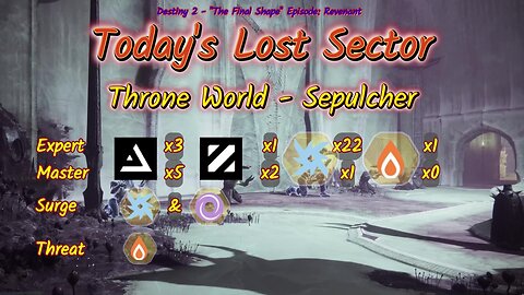 Destiny 2: 1-27-25 Sepulcher is the Lost Sector. Arc/Void Surge.