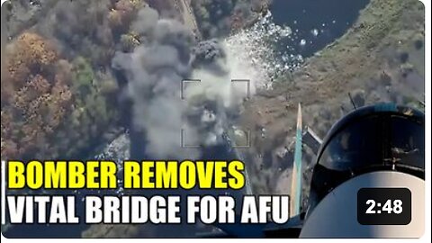The bridge over the Volchya River was broken in two by airstrike blast!