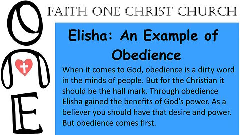 Elisha: An Example of Obedience