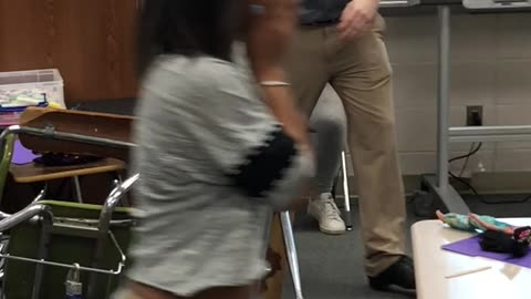 2 seniors in my sign language class fight over a popsicle stick