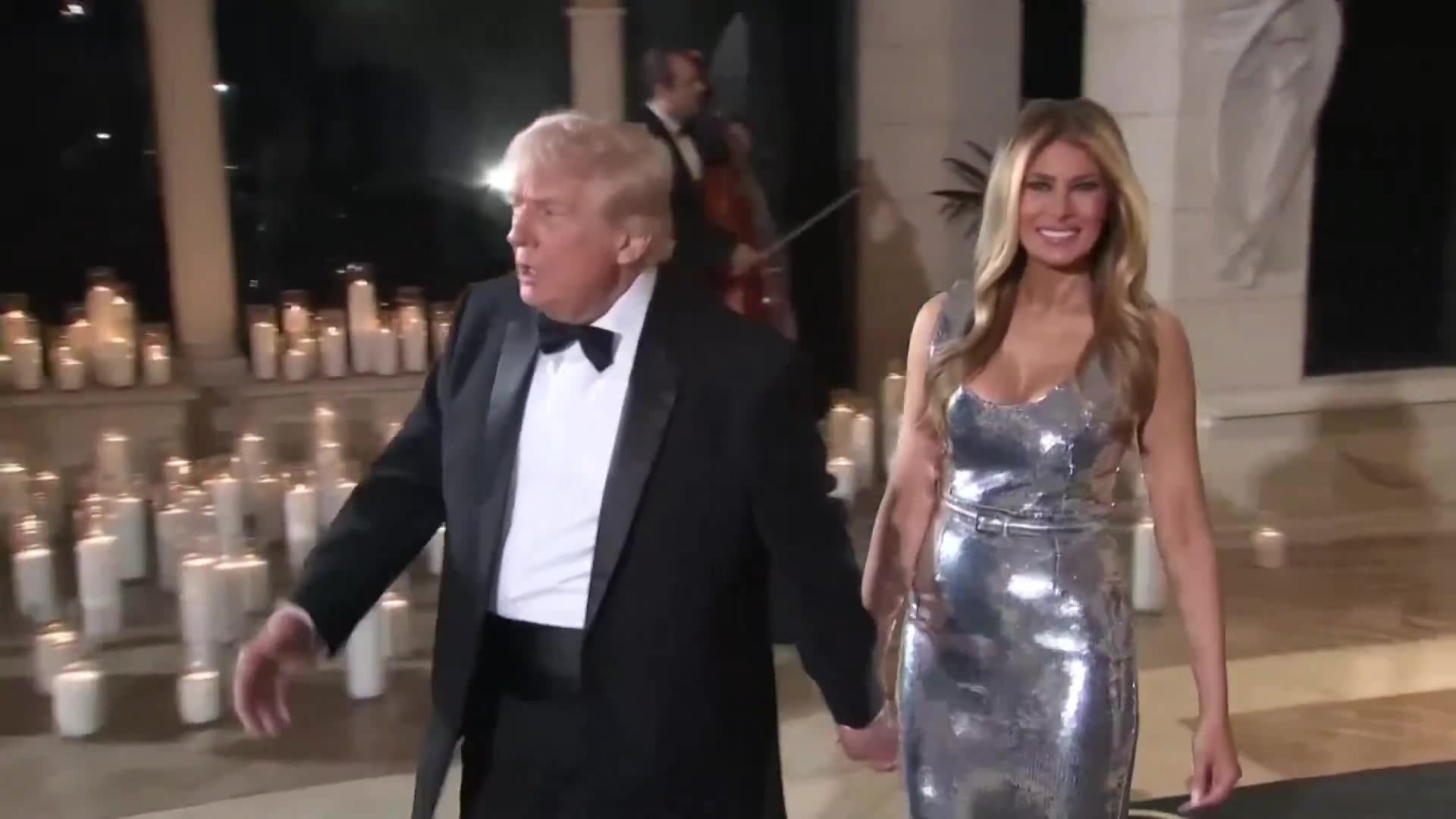 Melania Trump STUNS In Silver Dress at NYE Gala