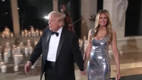 Melania Trump STUNS In Silver Dress at NYE Gala