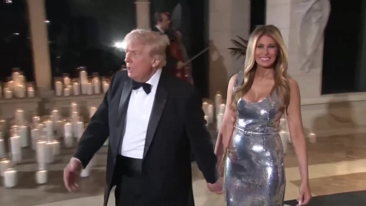 Melania Trump STUNS In Silver Dress at NYE Gala