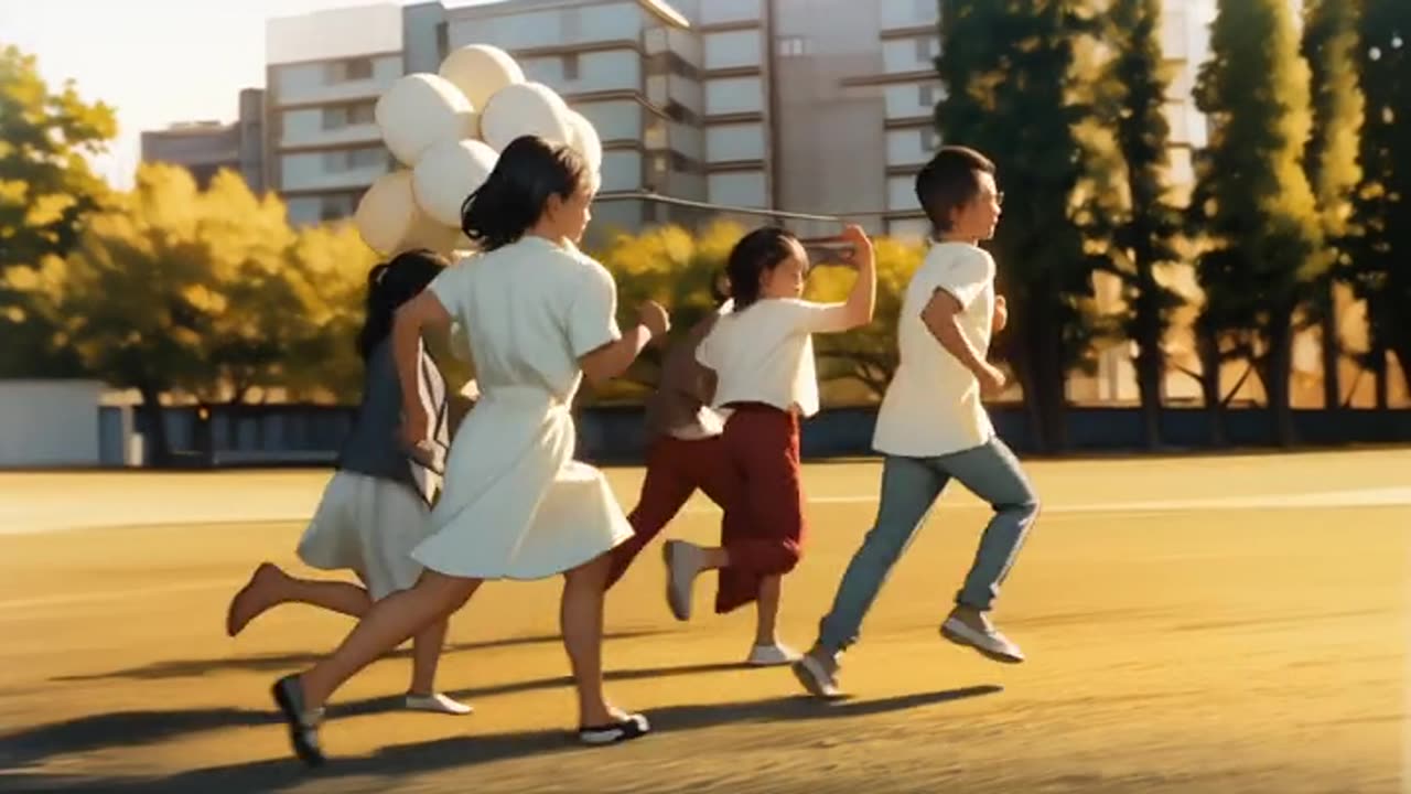 crianças correndo na praça