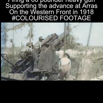 Canadian artillery crew operates a sixty pounder gun