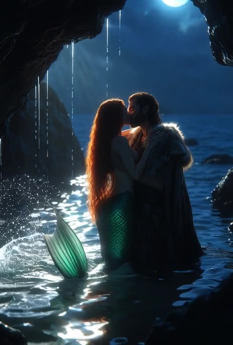 Moonlit Kiss of the Mermaid, AI Video